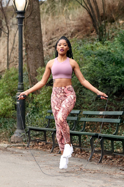 Keke Palmer spotted in Old Navy Powersoft activewear while working out in Central Park, New York, USA on January 30, 2020. (Photo bySara Jaye Weiss/Rex Features/Shutterstock)