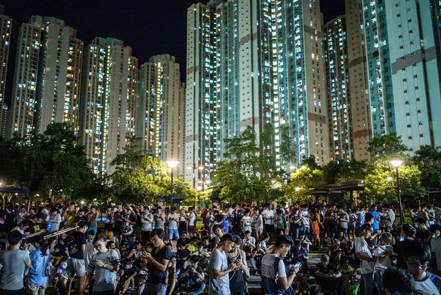 People play the Pokemon Go game at a park at Tin Shui Wai on July 26, 2016 in Hong Kong. “Pokemon Go”, which has been a smash-hit across the globe was launched in Hong Kong on 25th July although shares in Nintendo Co tumbled on Monday after the company said the mobile game would not be a strong earnings driver. (Photo by Lam Yik Fei/Getty Images)