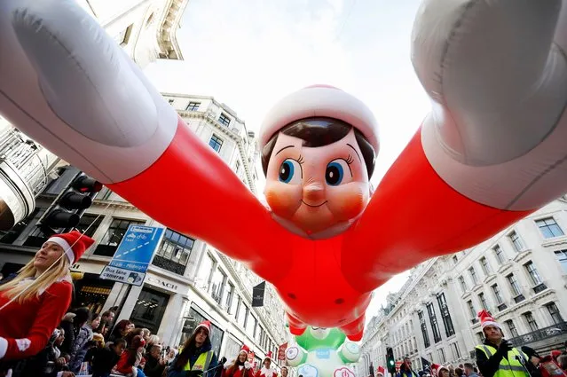 London's Regent Street was transformed into a festive wonderland as over 800,000 revellers enjoyed the Hamleys annual Christmas Toy Parade. Now the largest single gathering of toy characters anywhere in the world, it featured a magical marching cast of over 300 children's characters, entertainers, elves, bands, floats and flying balloons. Special guests ranged from Paddington Bear, Peppa Pig and Scooby Doo to Bing, Ben 10, PJ Masks and Lightning McQueen at Regent Street on November 19, 2017 in London, England. (Photo by Tristan Fewings/Getty Images for Hamleys)