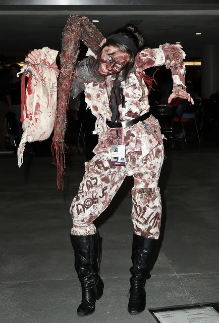 A Comic Con attendee poses during the 2014 New York Comic Con at Jacob Javitz Center on October 10, 2014 in New York City. (Photo by Daniel Zuchnik/Getty Images)