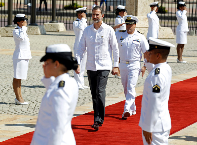Spain's King Felipe arrives at the convention center before the opening of the 25th Iberoamerican Summit in Cartagena, Colombia October 29, 2016. (Photo by John Vizcaino/Reuters)