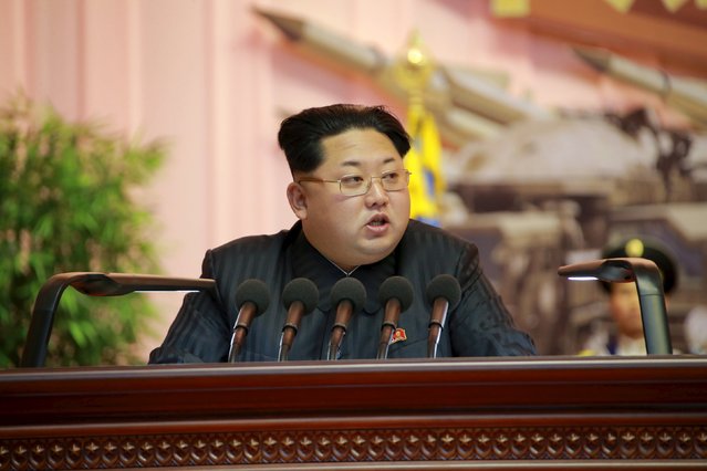North Korean leader Kim Jong Un addresses the fourth conference of artillery personnel of the Korean People's Army (KPA) at the April 25 House of Culture in this undated photo released by North Korea's Korean Central News Agency (KCNA) in Pyongyang December 5, 2015. (Photo by Reuters/KCNA)