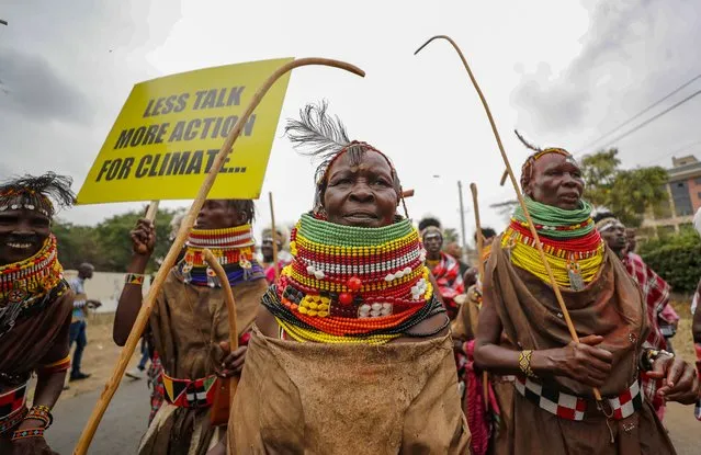 Protesters march to demand action on climate change, in the streets, in Nairobi, Kenya, Monday, September 4, 2023 as the Africa Climate Summit begins. The first African Climate Summit opened with heads of state and others asserting a stronger voice on a global issue that affects the continent of 1.3 billion people the most, even though they contribute to it the least. (Phoot by Brian Inganga/AP Photo)