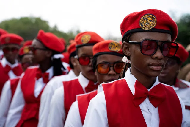 Civilians dressed up in creative, military-style uniforms march in honor of the black African soldiers who were conscripted into the South African army to fight in World War I, during the Diturupa Festival in Mabopane, South Africa on January 2, 2024. (Photo by Ihsaan Haffejee/Reuters)