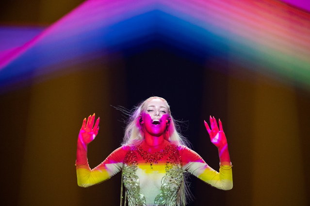 Aly Ryan performs during a rehearsal of the national selection final for the 64th edition of the Eurovision Song Contest (ESC) in Berlin, Germany, 20 February 2019. The winner of the national preliminary decision will represent Germany in the ESC 2019 which is scheduled to take place in Tel Aviv, Israel from 14 to 18 May. (Photo by Hayoung Jeon/EPA/EFE)