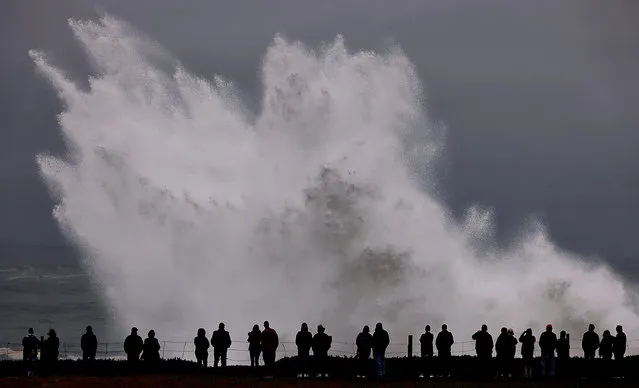 Large waves crash in to Duncan's Landing north of Carmet, Calif., Thursday, December 28, 2023, due to a Pacific storm pummeling Northern California. (Photo by Kent Porter/The Press Democrat via AP Photo)