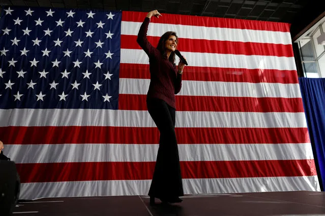 Republican presidential candidate and former U.S. Ambassador to the United Nations Nikki Haley hosts a campaign event at Union Hall in Raleigh, North Carolina on March 2, 2024. (Photo by Randall Hill/Reuters)