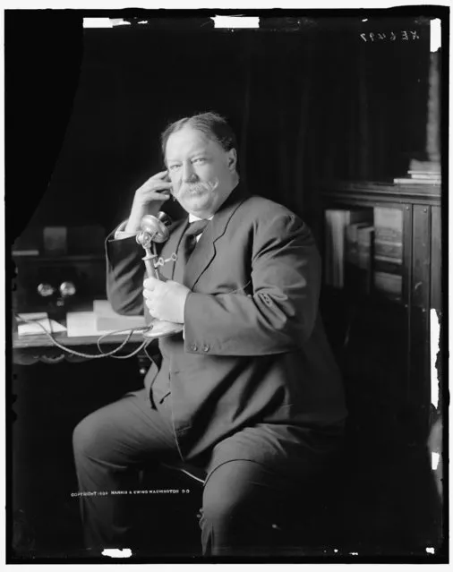 President William Howard Taft on the phone. Taft was the 27th U.S President serving from 1909 – 1913.(Photo by Harris & Ewing Collection/Library of Congress)