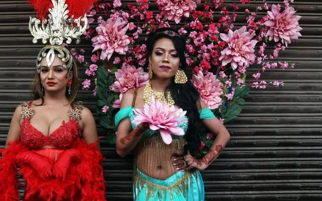 Participants during the Lesbian, Gay, Bisexual and Transgender (LGBT) pride parade in Kathmandu, Nepal, 16 August 2019. Thousands of LGBT activists and members of Blue Diamond society, LGBT rights organization, participated in the parade demanding equal rights. (Photo by Hemanta Shrestha/EPA/EFE/Rex Features/Shutterstock)