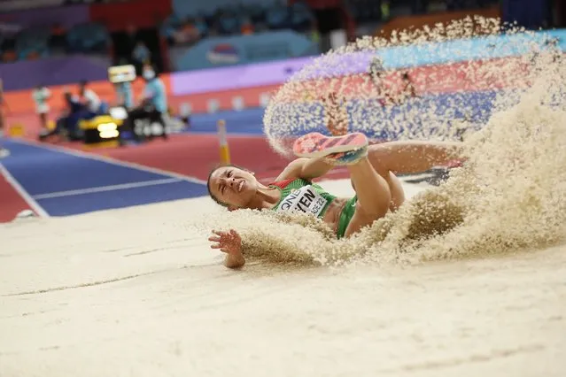 Anasztazia Nguyen of Hungary competes in the women's Long Jump final at the IAAF World Athletics Indoor Championships in Belgrade, Serbia, 20 March 2022. (Photo by Robert Ghement/EPA/EFE)