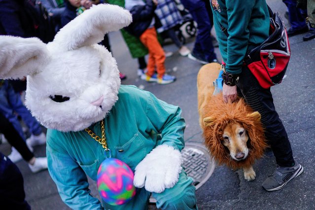 Revellers take part during the annual Easter Parade and Bonnet Festival on 5th Avenue in Manhattan, New York City, U.S., April 9, 2023. (Photo by Eduardo Munoz/Reuters)