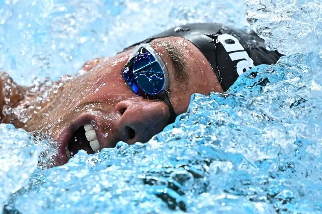 Italy's Gregorio Paltrinieri competes to take gold in the men's 1500m freestyle finals during the Budapest 2022 World Aquatics Championships at Duna Arena in Budapest on June 25, 2022. (Photo by Attila Kisbenedek/AFP Photo)