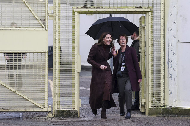 Britain's Kate, Princess of Wales, visits a mother and baby unit at HMP Styal, a prison and young offender institution, near Wilmslow, England, Tuesday, February 11, 2025. (Photo by Phil Noble/Pool Photo via AP Photo)
