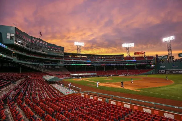 A general view of during the game between the Tampa Bay Rays and the Boston Red Sox at Fenway Park in Boston on August 14, 2020. (Photo by Paul Rutherford/USA TODAY Sports)