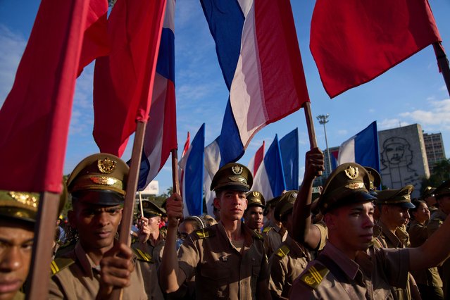 Cuban soldiers march in a May Day parade at Revolution Square in Havana on Thursday, May 1, 2025. (Photo by Ramon Espinosa/AP Photo)