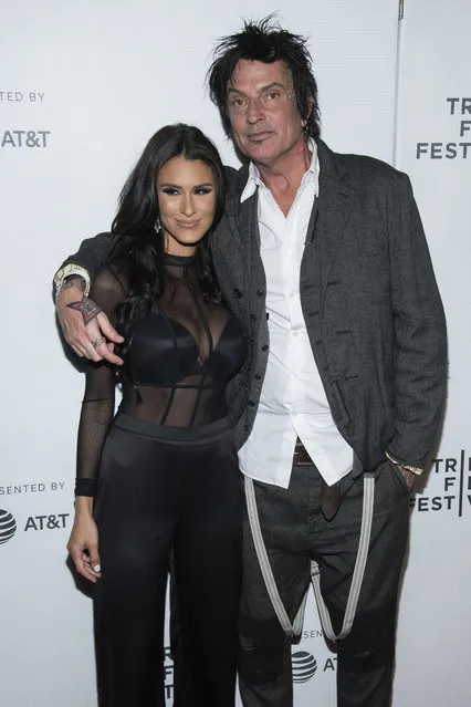 Brittany Furlan and Tommy Lee attend the world premiere of “The American Meme” at the 2018 Tribeca Film Festival on Friday, April 27, 2018, in New York. (Photo by Charles Sykes/Invision/AP Photo)