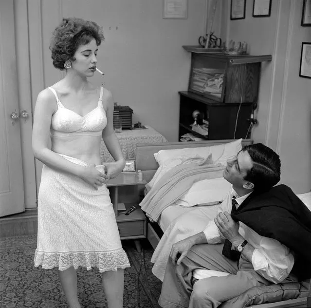 circa 1955:  A young actress who has come to New York to seek fame and fortune, offering her body to a client after resorting to prostitution to fund her way.  (Photo by Vecchio/Three Lions/Getty Images)