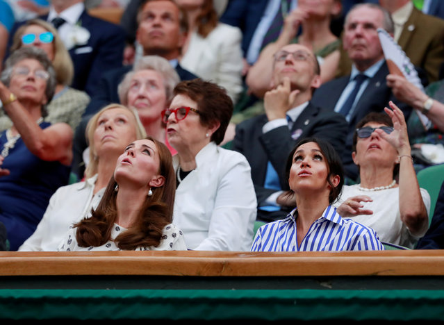 Catherine, Duchess of Cambridge and Meghan, Duchess of Sussex attend day twelve of the Wimbledon Tennis Championships at the All England Lawn Tennis and Croquet Club on July 14, 2018 in London, England. (Photo by Andrew Couldridge/Reuters)