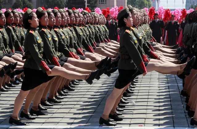 Soldiers march during a military parade marking the 70th anniversary of North Korea's foundation in Pyongyang, North Korea on September 9, 2018. (Photo by Danish Siddiqui/Reuters)