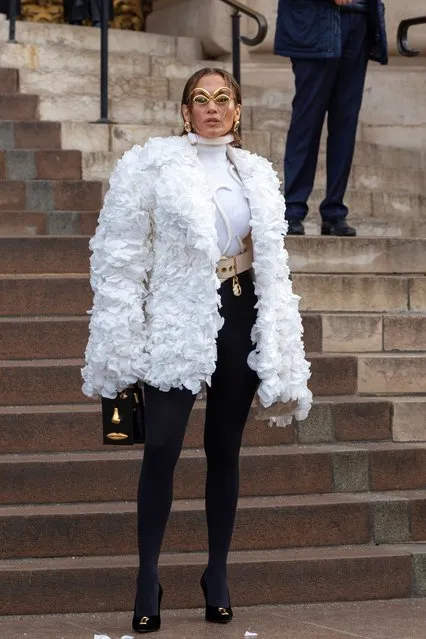 American singer Jennifer Lopez attends the Schiaparelli Haute Couture Spring/Summer 2024 show as part of Paris Fashion Week on January 22, 2024 in Paris, France. (Photo by Peter White/Getty Images)