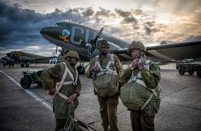 Over 30 Douglas C-47 Skytrains (Dakotas) making final preparations for flight formation practice before the 75th D-Day Anniversary flight to Normandy in Duxford, England on June 4, 2019. (Photo by UK Air Force Images)