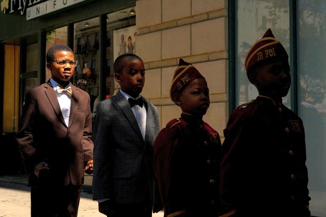 Jr. Fruit of Islam (FOI) members prepare to take part in the 31st annual “Juneteenth Parade” in the Harlem section of New York City, on June 15, 2024. (Photo by Adam Gray/Reuters)