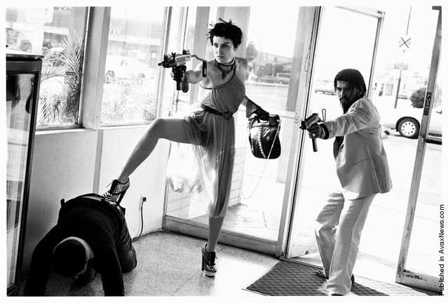 Sharon Stone and Anton Rivas by Thierry Le Gouès for French Revue de Modes #20, Spring/Summer 2012 (Dog Day Afternoon)