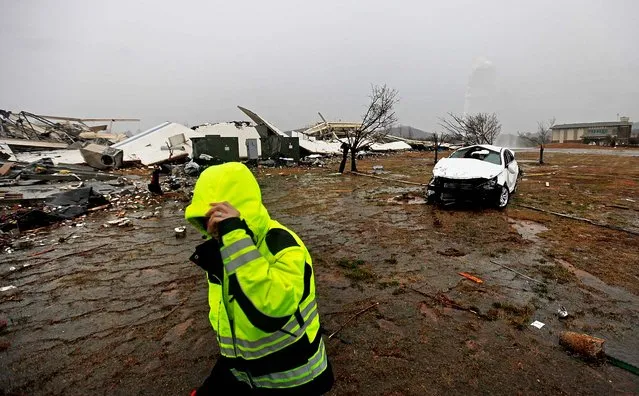 The aftermath of the tornado is seen at the Daiki plant, a metal fabrication company, in Adairsville. (Photo by David Goldman/Associated Press)