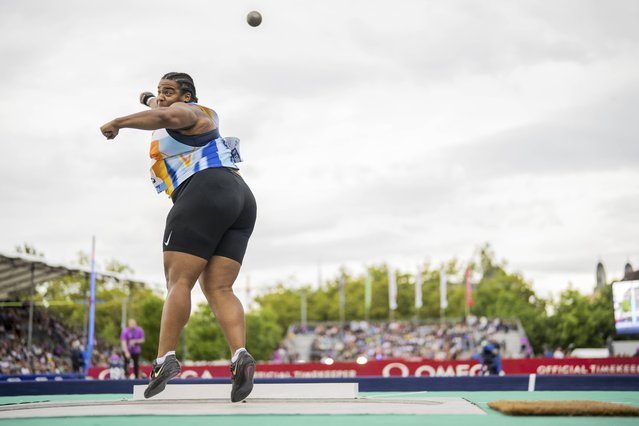 Jaida Ross of the U.S. in action during the shot put women competition at the Wanda Diamond League Final 2025 athletics meeting in Zurich, Switzerland, Wednesday, August 27, 2025. (Photo by Til Buergy/Keystone via AP Photo)