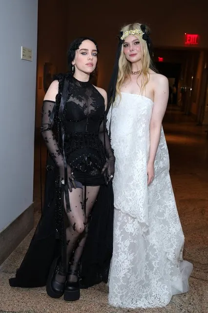 (L-R) American singer-songwriter Billie Eilish and American actress Elle Fanning attend The 2023 Met Gala Celebrating “Karl Lagerfeld: A Line Of Beauty” at The Metropolitan Museum of Art on May 01, 2023 in New York City. (Photo by Kevin Mazur/MG23/Getty Images for The Met Museum/Vogue)