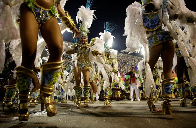 Revellers from Uniao da Ilha samba school perform during the second night of the carnival parade at the Sambadrome in Rio de Janeiro, Brazil February 27, 2017. (Photo by Ricardo Moraes/Reuters)