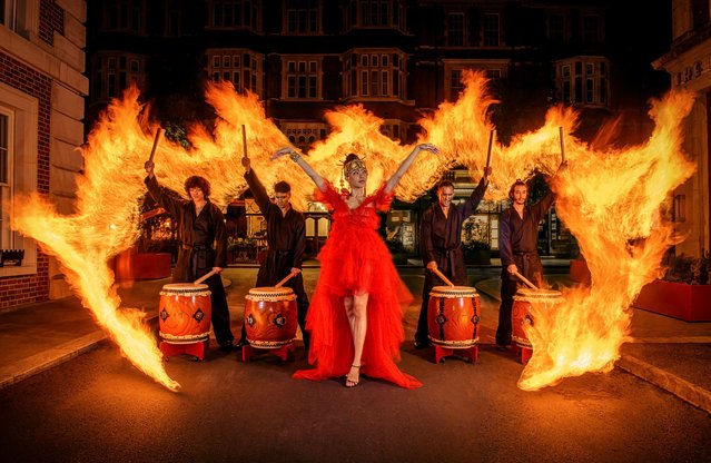 A fire show lit up Mayfair on May 10, 2022 to celebrate The Ivy Asia arriving at its newest central London location. Reservations have now opened for the new dining venue in North Audley Street ahead of its launch on May 31. (Photo by Handout via PA Wire Press Association)