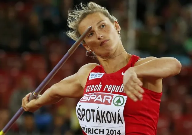 Barbora Spotakova of Czech Republic competes in the women's javelin throw final during the European Athletics Championships at the Letzigrund Stadium in Zurich August 14, 2014. (Photo by Phil Noble/Reuters)