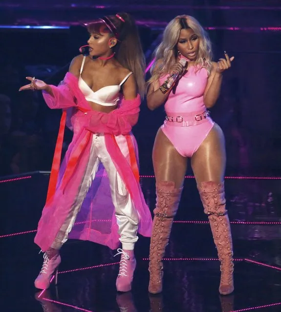Ariana Grande and Nicki Minaj perform during the 2016 MTV Video Music Awards in New York, U.S., August 28, 2016. (Photo by Lucas Jackson/Reuters)