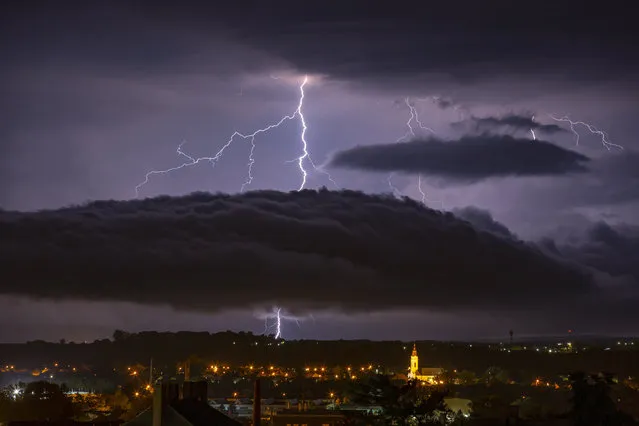 Lightning strikes over the sky in Nagykanizsa, Hungary, Friday, June 26, 2020. (Photo by Gyorgy Varga/MTI via AP Photo)