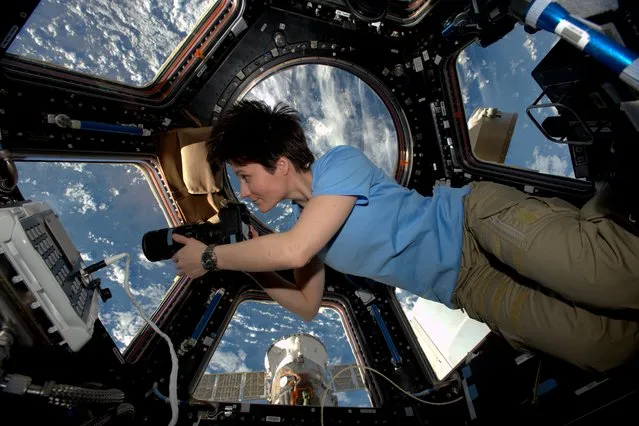 ESA astronaut Samantha Cristoforetti on the International Space Station 3 February 2015 during her Futura mission. Samantha is living and working on the Station as part of the Expedition 42 crew. (Photo by ESA/NASA)