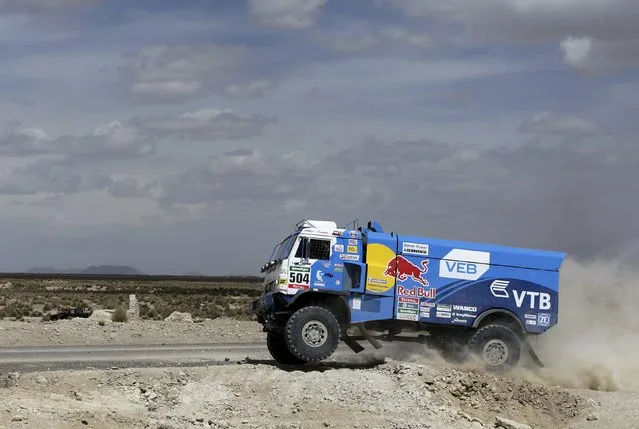 Russia's Andrey Karginov drives his Kamaz truck during the Dakar Rally 2016 in Chulluquiani, Oruro Department, Bolivia, January 8, 2016. (Photo by David Mercado/Reuters)