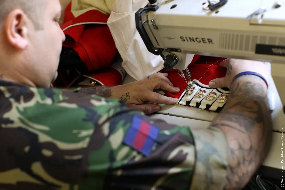 Soldiers From The Foot Guards Of The Household Division Prepare Ahead Of The Royal Wedding