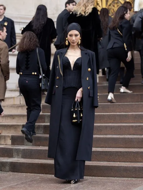 American fashion model and musician Soo Joo Park attends the Schiaparelli Haute Couture Spring/Summer 2024 show as part of Paris Fashion Week on January 22, 2024 in Paris, France. (Photo by Arnold Jerocki/Getty Images)
