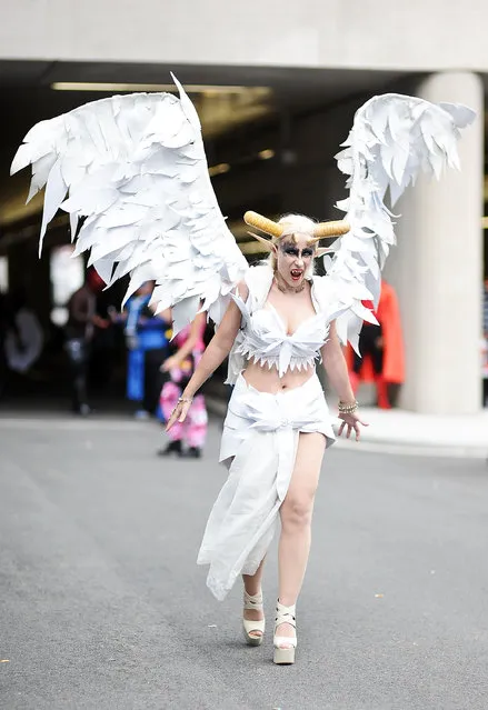 A Comic Con attendee poses during the 2014 New York Comic Con at Jacob Javitz Center on October 10, 2014 in New York City. (Photo by Daniel Zuchnik/Getty Images)