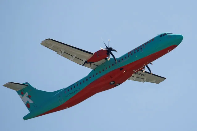 An ATR 72-600 passenger plane of Ukraine's Windrose Airlines flying to Odesa takes off during its first flight at the Boryspil International Airport outside Kyiv, Ukraine on June 27, 2020. (Photo by Valentyn Ogirenko/Reuters)