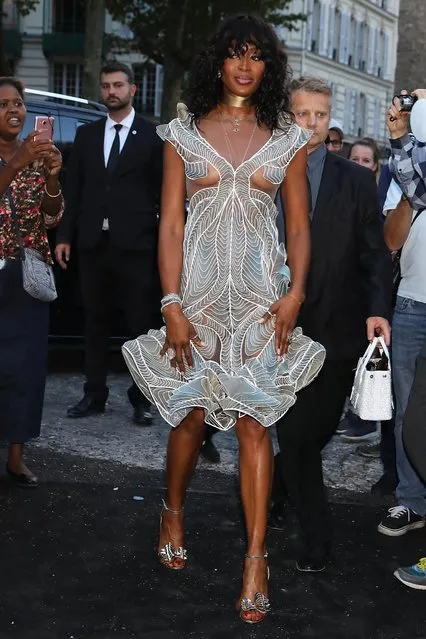 Brit model Naomi Campbell, 48, arrives at the “Vogue Foundation Dinner 2018” at Palais Galleria on July 3, 2018 in Paris, France. (Photo by Splash News and Pictures)