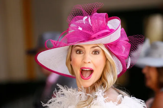 A fan displays her fancy hat while attending the 147th running of the Kentucky Derby on May 01st, 2021 at Churchill Downs in Louisville, KT.(Photo by Jeffrey Brown/Icon Sportswire via Getty Images)