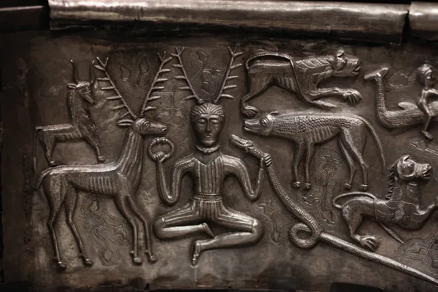 A detail of the “Gundestrup Cauldron”, dating from 100 BC – AD 1 during a press preview for a new major exhibition, “Celts, Art and Identity” at the British Museum on September 23, 2015 in London, England. (Photo by Dan Kitwood/Getty Images)