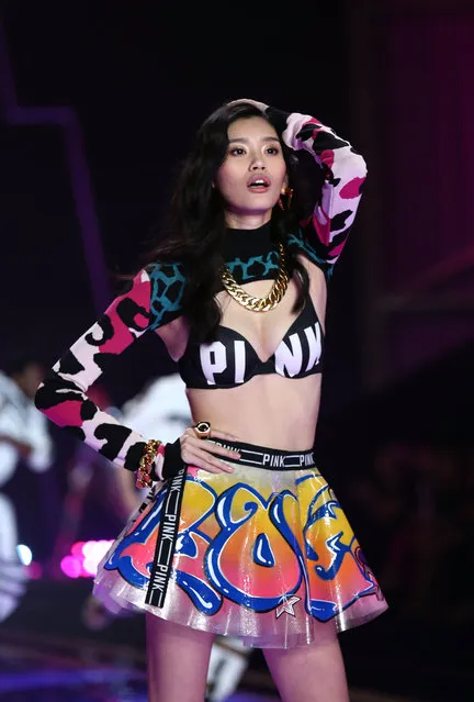 A model walks the runway at the annual Victoria's Secret fashion show at Earls Court on December 2, 2014 in London, England. (Photo by Tim P. Whitby/Getty Images)