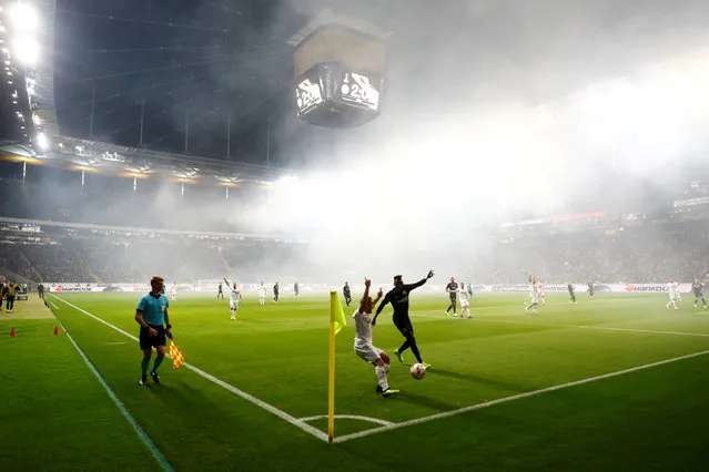 General view of the action during the UEFA Europa League group H match between Eintracht Frankfurt and Apollon Limassol at the Commerzbank Arena in Frankfurt, Germany on October 25, 2018. (Photo by Kai Pfaffenbach/Reuters)