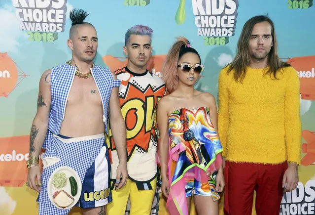 The group DNCE arrives at Nickelodeon's Kids' Choice Awards in Inglewood, California March 12, 2016. (Photo by Phil McCarten/Reuters)