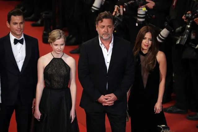 Actor Matt Bomer, actress Angourie Rice, actor Russell Crowe and actress Murielle Telio attend “The Nice Guys” premiere during the 69th annual Cannes Film Festival at the Palais des Festivals on May 15, 2016 in Cannes, France. (Photo by Andreas Rentz/Getty Images)