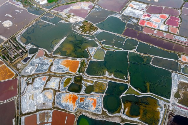 An aerial photo is showing the scenery of the Millennium Salt Lake in Yuncheng, China, on June 30, 2024. (Photo by Costfoto/NurPhoto/Rex Features/Shutterstock)