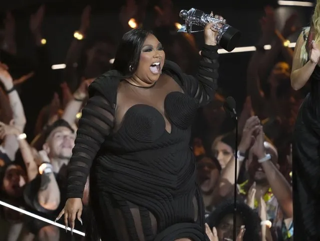 Lizzo accepts the video for good award for “About Damn Time” at the MTV Video Music Awards at the Prudential Center on Sunday, August 28, 2022, in Newark, N.J. (Photo by Charles Sykes/Invision/AP Photo)